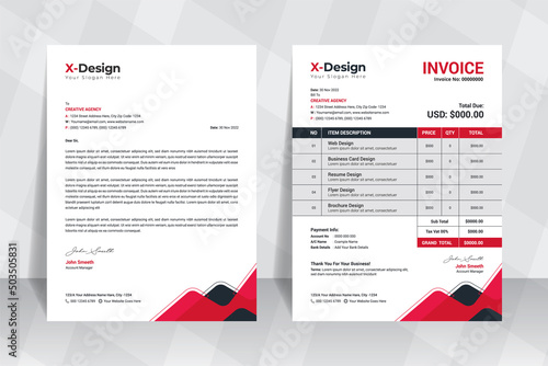Corporate business letterhead and invoice template, business branding identity design template