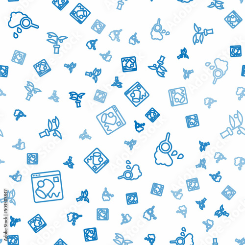 Set line Data visualisation, Cloud with rain and Plant breeding on seamless pattern. Vector