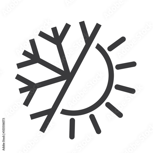 Sun snowflake sign, weather insulate, emblem, vector, illustration. photo