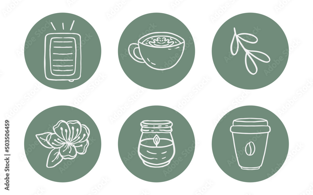 set of highlight cover icons for social media stories, lifestyle. vector illustration set of highlight cover icons for social media stories, lifestyle. vector illustration