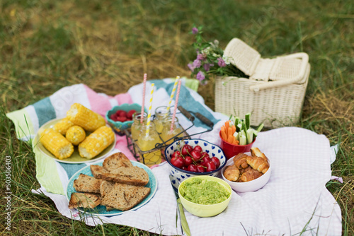 Picnic with food in the park