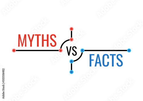 Myths vs facts badge vector icon. True or fiction graphic design element isolated on white background. Flat design illustration.