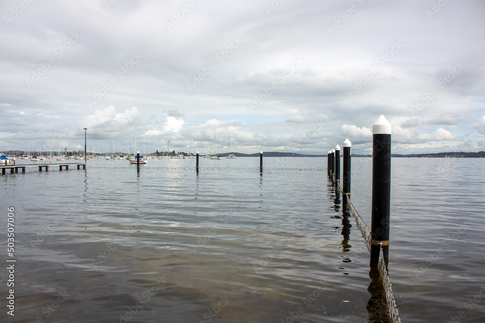 pier posts on the lake