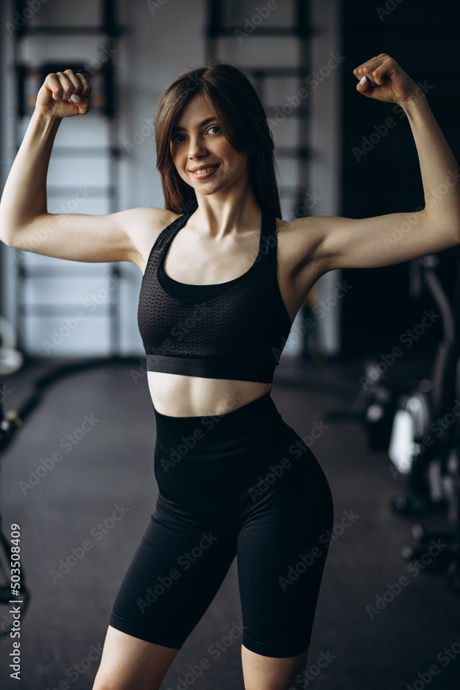 Portrait of beautiful woman at the gym