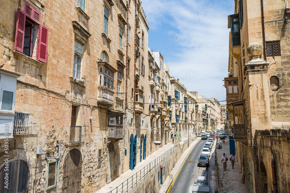 Colourful street in Valletta