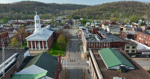 Local government courthouse in rural Appalachia. Old town in western Pennsylvania. Waynesburg PA, home of coal country, mining. photo