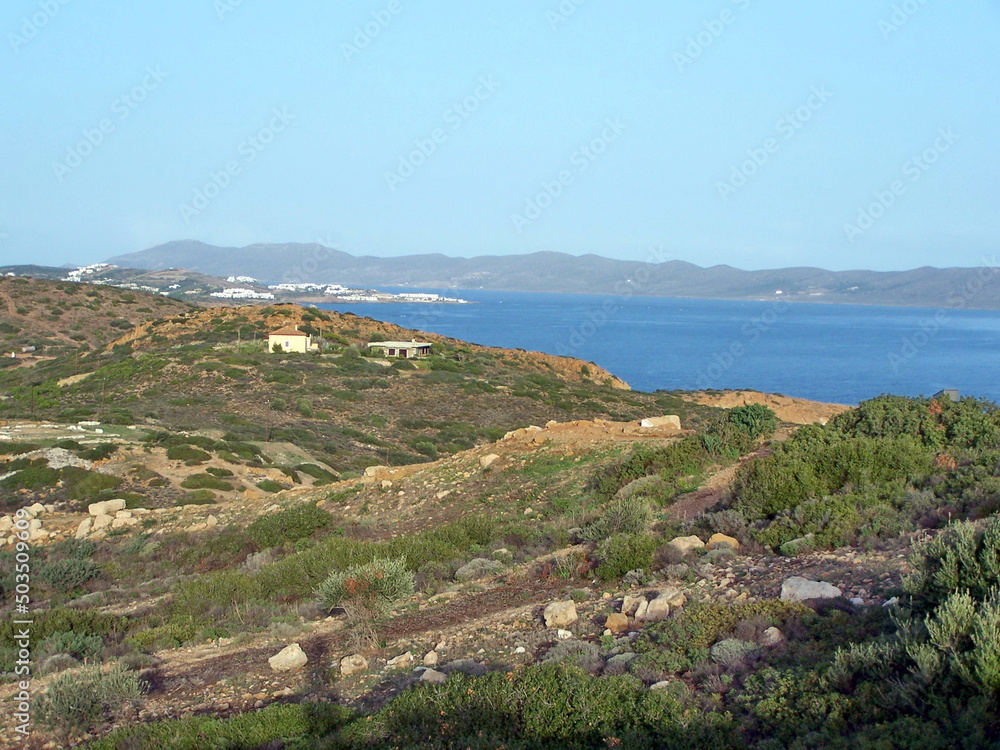 Aegean Sea seen from the coast at Cape Sounion near Athens, Greece