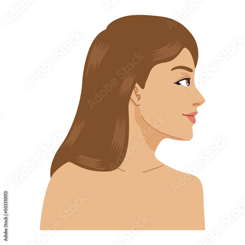 young woman profile naked