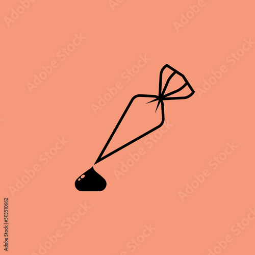 Bakery logo. Piping Cream Cake logo design. Silicone Piping Cream Cake doodle symbol.