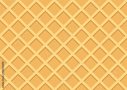 Waffle pattern. Waffle texture seamless pattern. Wafer cone texture for icecream. Seamless pattern for ice cream. Design biscuit background. Snack waffel wallpaper. Vector