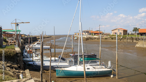 voiliers à marée basse dans le port de Gujan Mestras photo