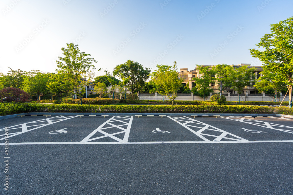 parking lot in city park parking lot in city park