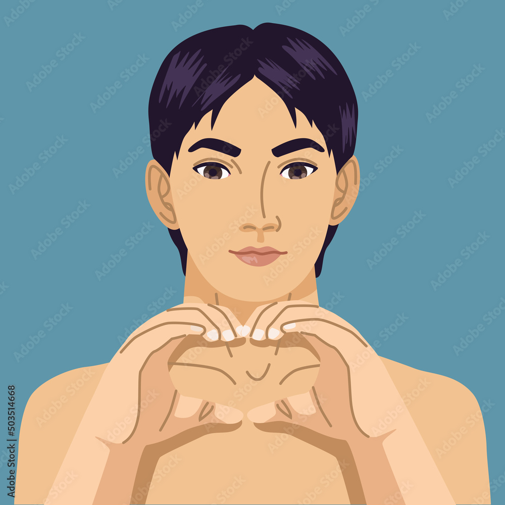 Fototapeta premium naked man forming heart