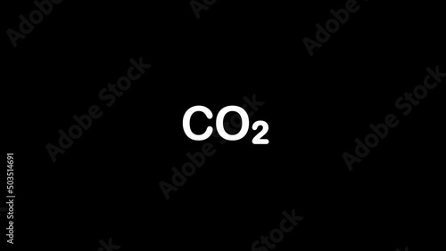CO2 emissions landscape with chimneys black clouds and smoke. Cartoon stickmen with medical mask animation. Pesimistic vision. Loop background. Earth day or ecology theme. photo