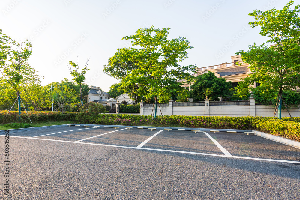 parking lot in city park