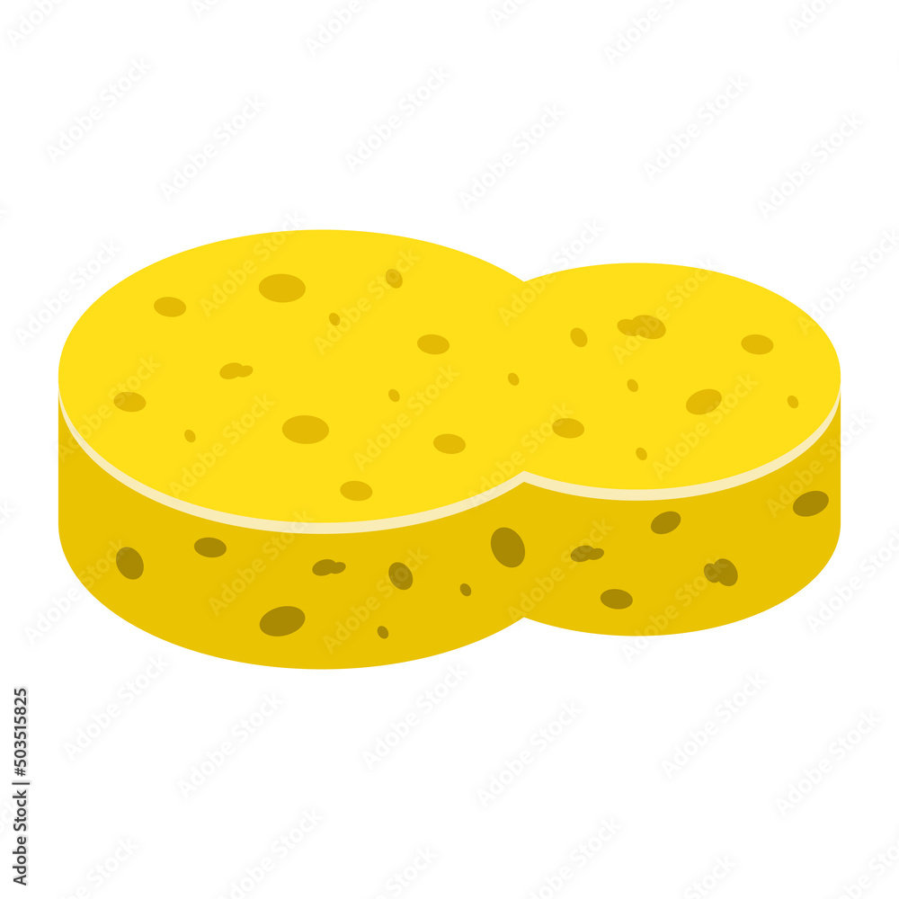 Yellow cleaning sponge for washing and bathing. Vector illustration. Yellow cleaning sponge for washing and bathing. Vector illustration.