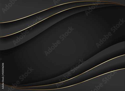 Canvas Abstract black and gold lines luxury background