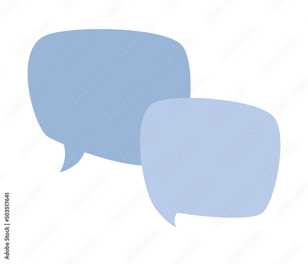 Speech bubble icon. Two blue chat box, message box. Vector flat illustration
Speech bubble icon. Two blue chat box, message box. Vector flat illustration