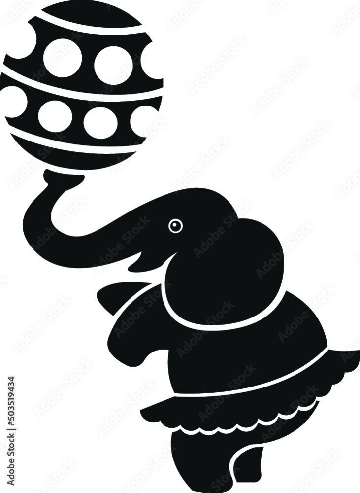 Naklejka premium Cartoon Performing Elephant Circus Performer Animal Trunk Tutu Balancing Act Performance