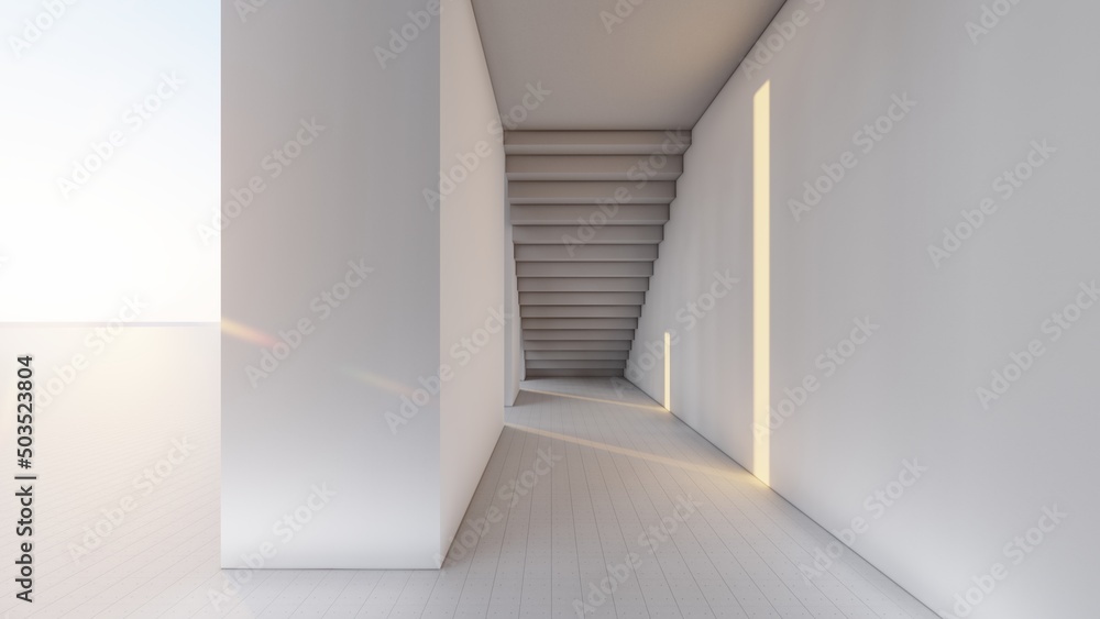 Obraz premium Interior background empty room with geometric elements 3d rendering