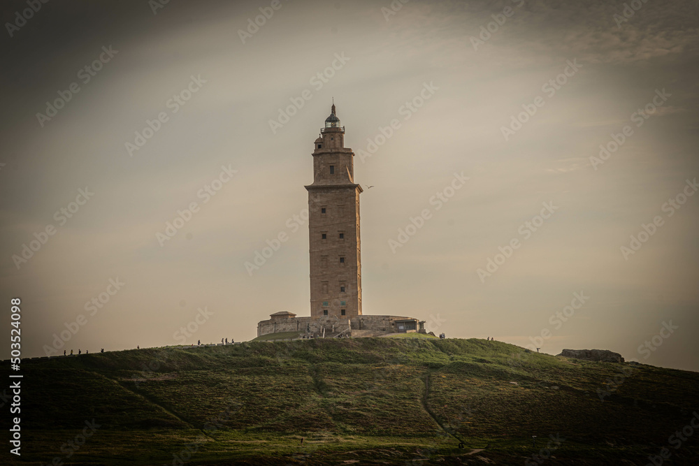 closeup of roman lighthouse in the north of spain closeup of roman lighthouse in the north of spain