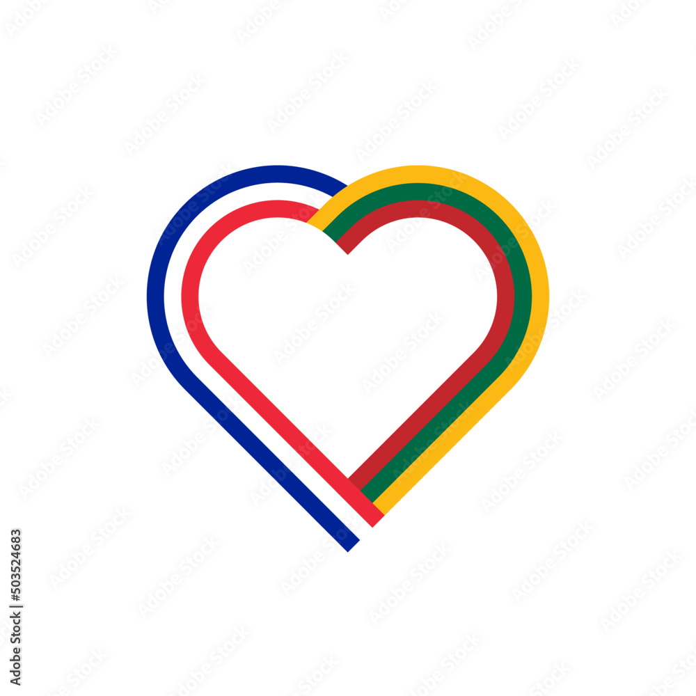 unity concept. heart ribbon icon of france and lithuania flags. vector illustration isolated on white background unity concept. heart ribbon icon of france and lithuania flags. vector illustration isolated on white background