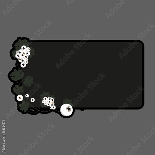 Vector design element: Banner. For Halloween holidays, websites with Gothic clothes, on a smartphone case, etc. Eyes and leaves.
