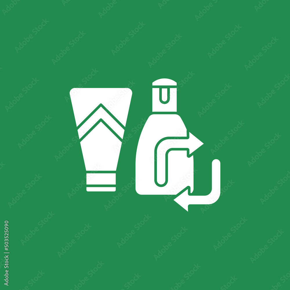 Ecology glyph icon. Cosmetology. Organic cosmetics.Recycled materials concept.Filled flat sign. Isolated silhouette vector illustration Ecology glyph icon. Cosmetology. Organic cosmetics.Recycled materials concept.Filled flat sign. Isolated silhouette vector illustration