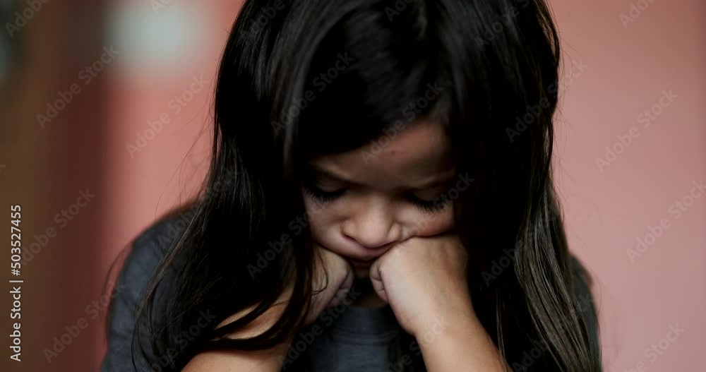 Sad child little girl with depressed emotion Sad child little girl with depressed emotion