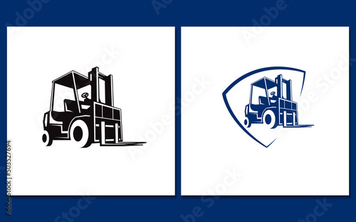 forklift logos. suitable for forklift company symbols, warehouses, rental, storage and other enterprises