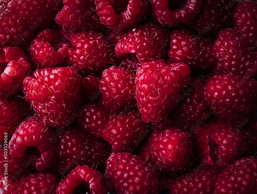 close-up on bulk raspberries close-up on bulk raspberries