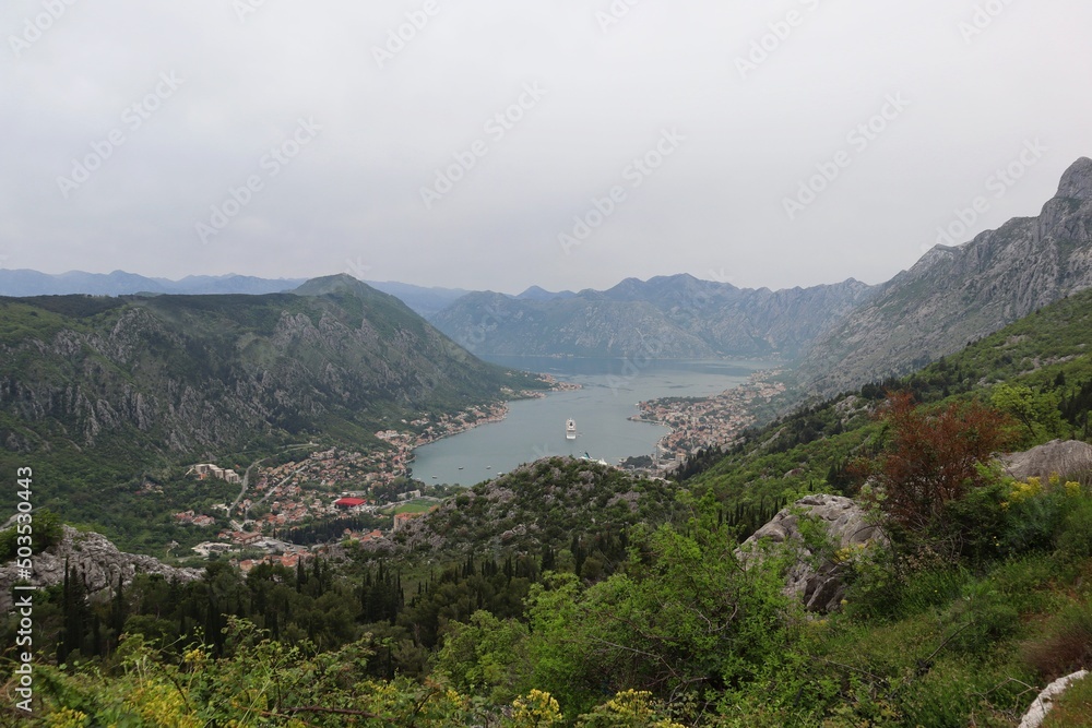 Zatoka Kotorska w Czarnogórze widok z góry