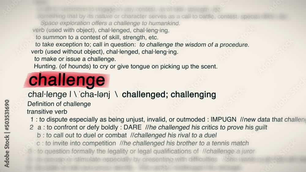 The Word Challenge Red Highlighted in a Dictionary Animation The Word Challenge Red Highlighted in a Dictionary Animation