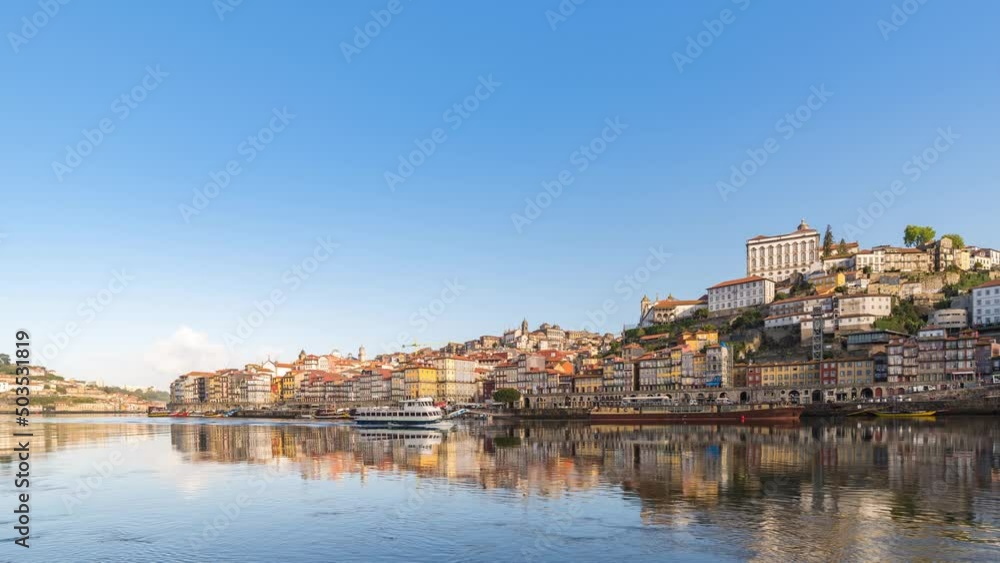 Porto Portugal time lapse 4K, city skyline timelapse at Porto Ribeira and Douro River Porto Portugal time lapse 4K, city skyline timelapse at Porto Ribeira and Douro River