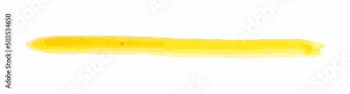Yellow watercolour brush stroke. Paint spot on a white background. Vector graphics