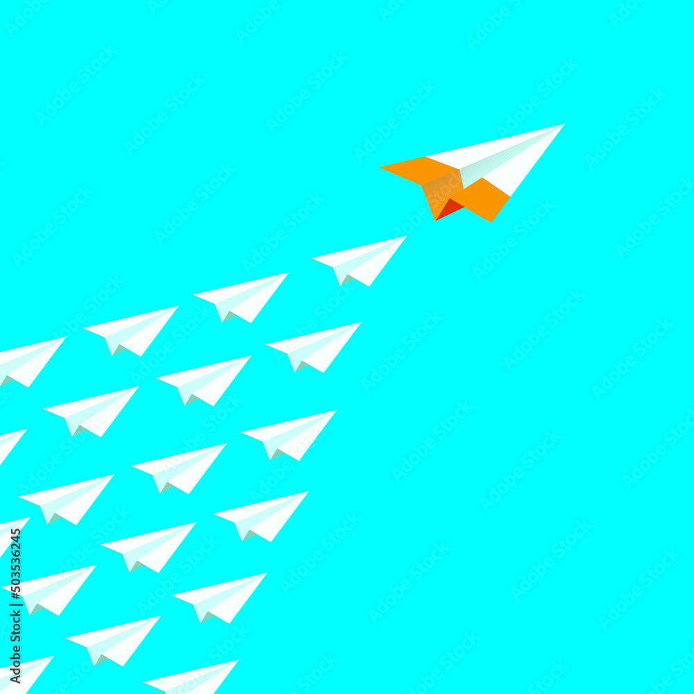 Businessman standing holding binocular on paper airplane go to flag orange. on blue background. go to goal and business finance success. leadership. creative idea. cartoon vector illustration
Businessman standing holding binocular on paper airplane go to flag orange. on blue background. go to goal and business finance success. leadership. creative idea. cartoon vector illustration