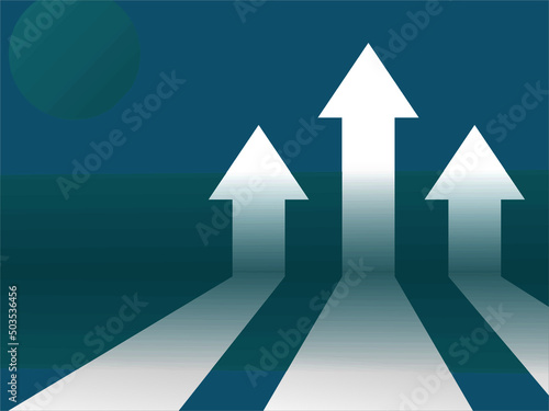 business arrow target direction concept to success. Finance growth vision stretching rising up. banner flat style vector illustration. Return on investment ROI. chart increase profit