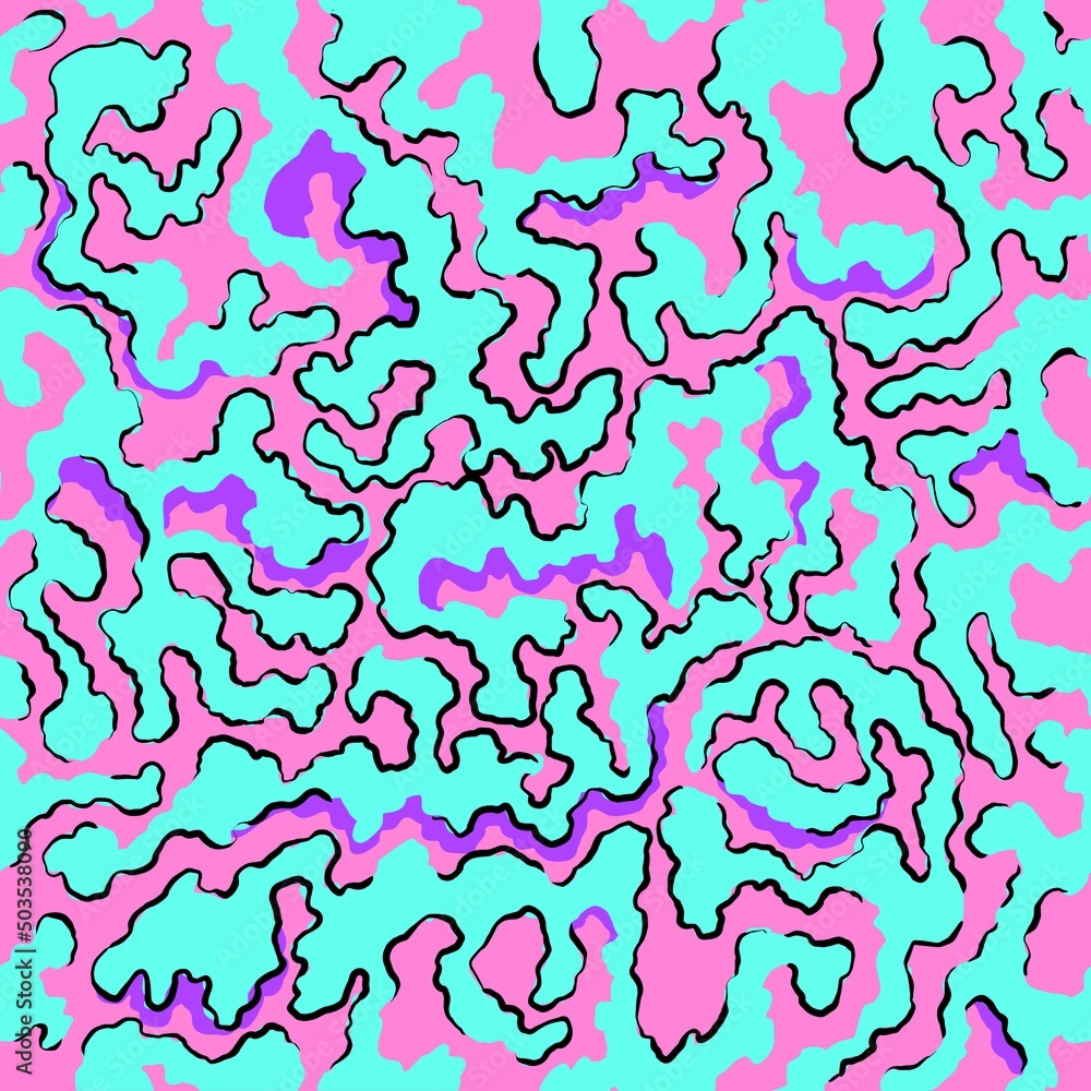 Pop art blue and pink wavy pattern