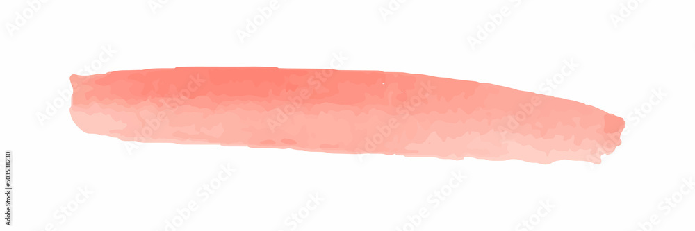 Pink watercolor brush stroke. Paint spot on a white background. Vector graphics