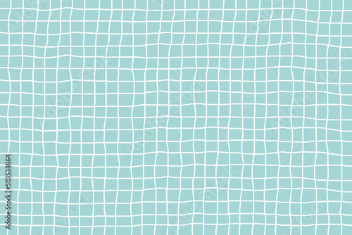 Hand drawn grid pattern background on a green background with pastel colors. Vector illustration 