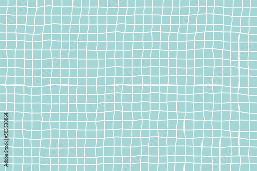 Hand drawn grid pattern background on a green background with pastel colors. Vector illustration	