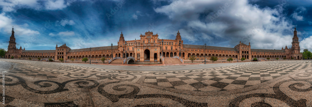 Plaza de España in the city of Seville, Andalusia, Spain.