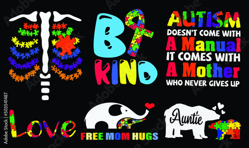 Autism Awareness Bundle  Autism awareness t shirt design vector illustration