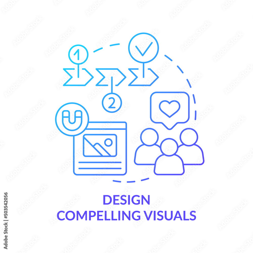 Design compelling visuals blue gradient concept icon. Capturing images ...