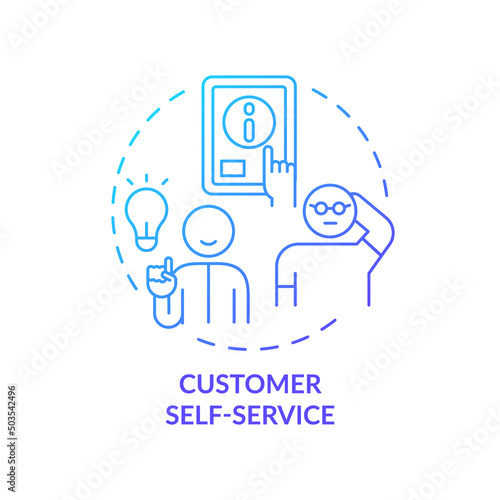 Customer self service blue gradient concept icon. Information source. Type of customer service abstract idea thin line illustration. Isolated outline drawing. Myriad Pro-Bold font used