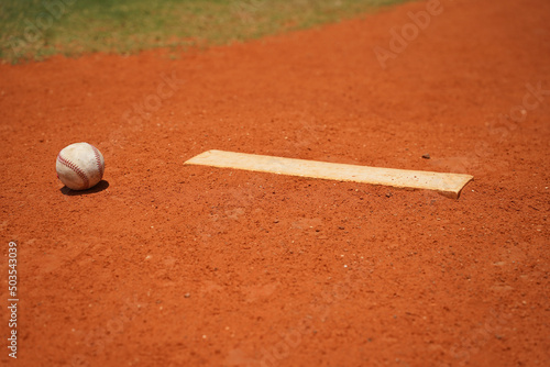 Photography Baseball on pitchers mound on baseball field