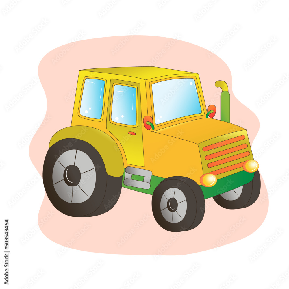 funny tractor in cartoon style. farm. vector illustration for children 