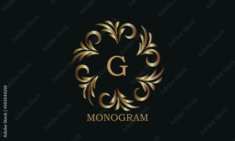 Golden monogram design template with letter G. Round logo, business identity sign for restaurant, boutique, cafe, hotel, heraldic, jewelry. Golden monogram design template with letter G. Round logo, business identity sign for restaurant, boutique, cafe, hotel, heraldic, jewelry.
