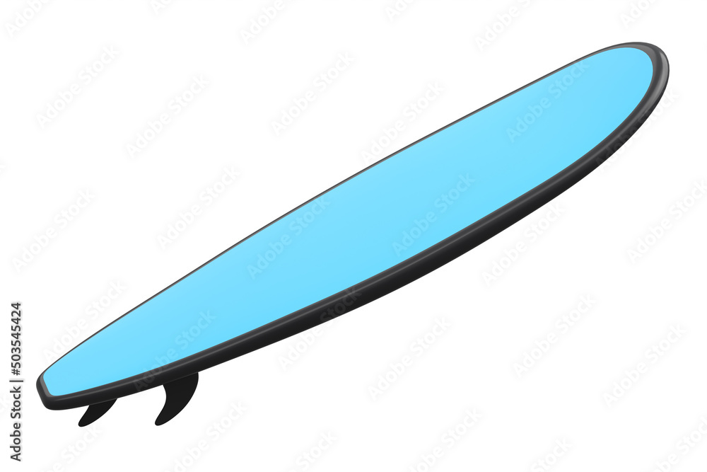 Obraz na plátně Realistic blue surfboard for summer surfing isolated on white background
