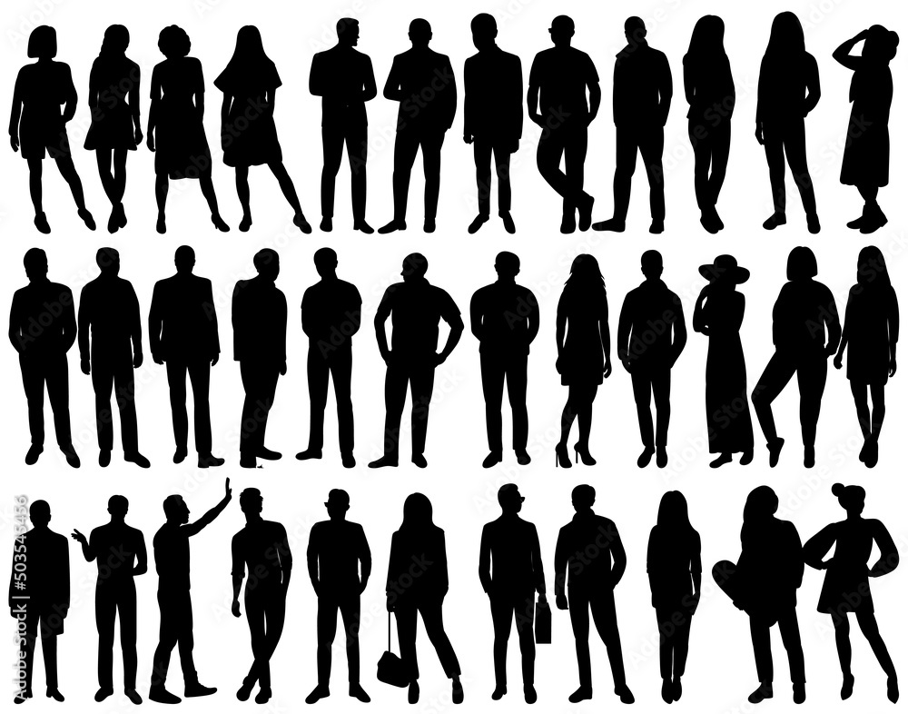 people set silhouette, on white background, isolated, vector people set silhouette, on white background, isolated, vector
